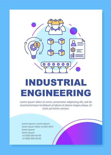 Industrial engineering brochure template layout. Production process. Flyer, leaflet print design with linear illustrations. Vector page layouts for magazines, annual reports, advertising posters