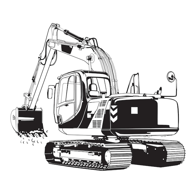 産業機器機械黒と白の掘削機のベクトル図