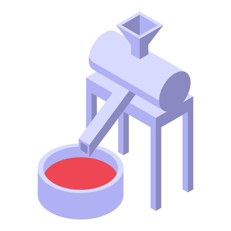 Vector industrial equipment processing red chemical liquid