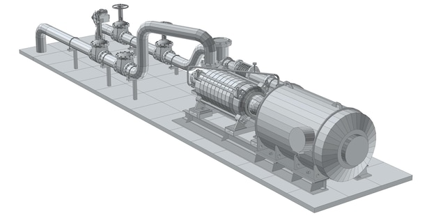 Вектор Насос промышленного оборудования wireframe формат eps10 векторная визуализация 3d