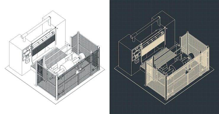 Vector industrial equipment with perimeter protective fences