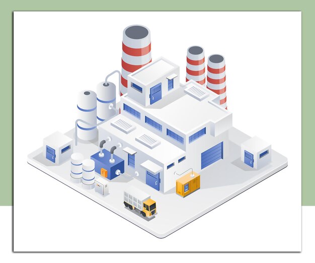 Vector industrial factories and chimneys