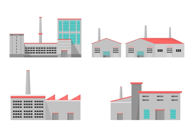 Industrial factory in a flat style
