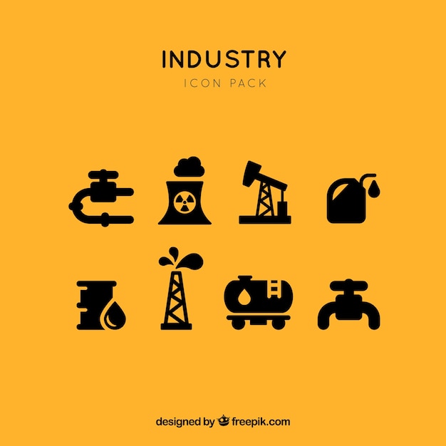 Промышленные ископаемого топлива значок векторный набор