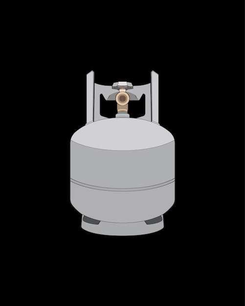 산업 가스 실린더 벡터 산업 가스 실린더 아이콘 디자인의 검은 배경에 고립의 벡터
