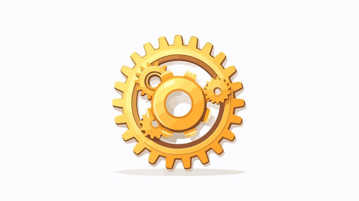 Vector industrial gear machinery piece flat vector isolated on white background