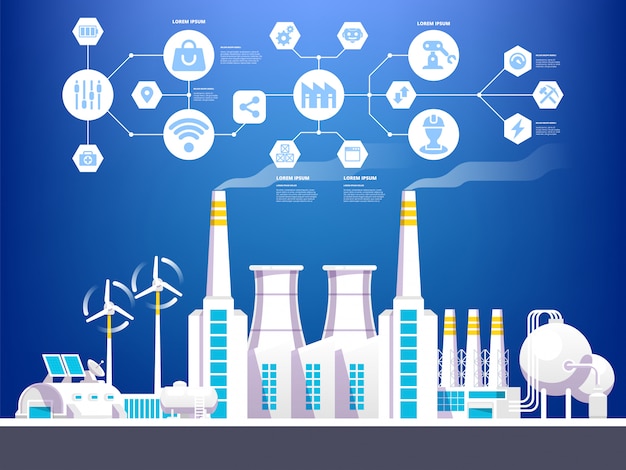 Infografica industriale. illustrazione di industria 4.0