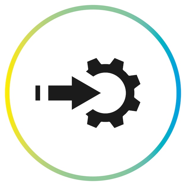 Vettore icona di integrazione industriale direzione freccia a ingranaggio tecnologia modernizzazione simbolo di linea sottile