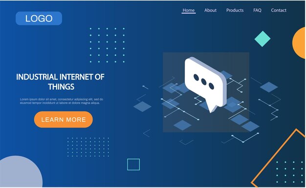 Vector industrial internet of things 4ir revolution ai iot online chat isometric icon on blue background chatting and communication concept information exchange social media messaging networking