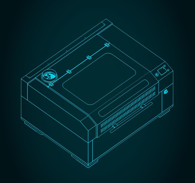 Vector industrial laser cutter illustrations