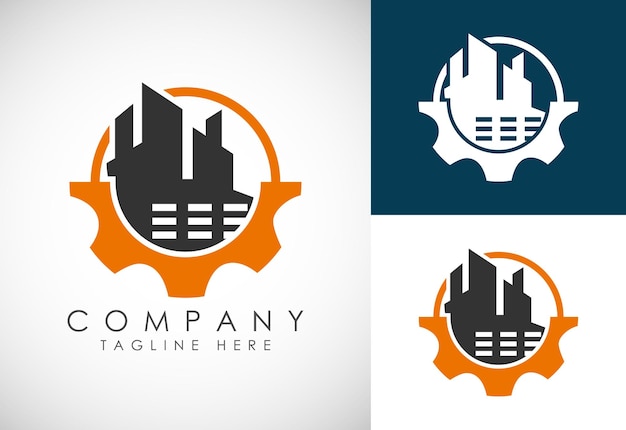 Концепция дизайна промышленного логотипа Корпоративный логотип для производства или обслуживания и обслуживания бизнеса