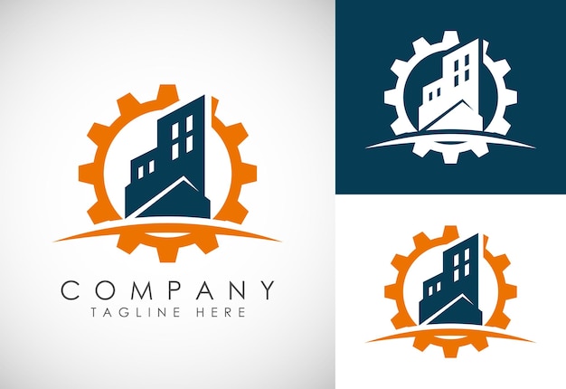 Industrial logo design concept Corporate logo for production or service and maintenance business