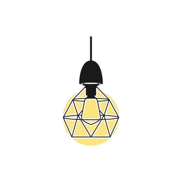 Vector industrial metal cage pendant light hanging lamp lighting vector icon illustration