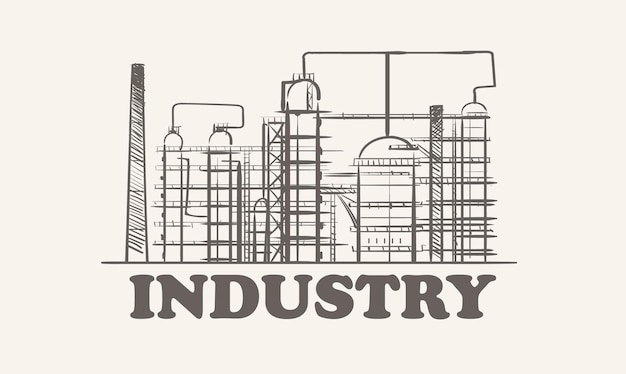 Рисованной эскиз завода промышленных масел