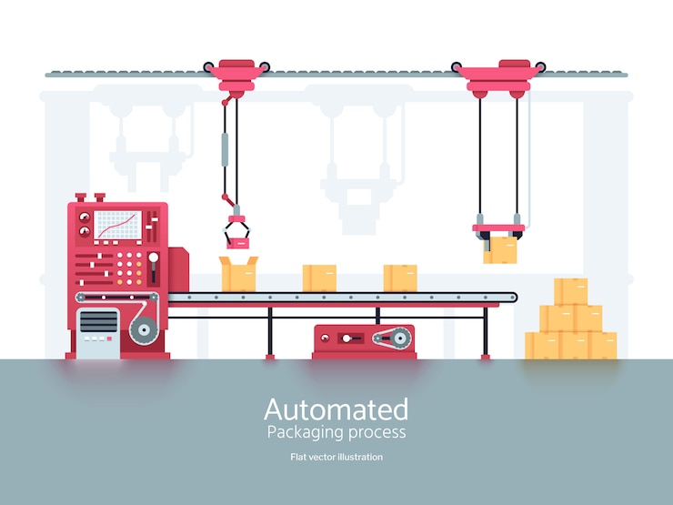 Vector industrial packaging machine with conveyor production line 