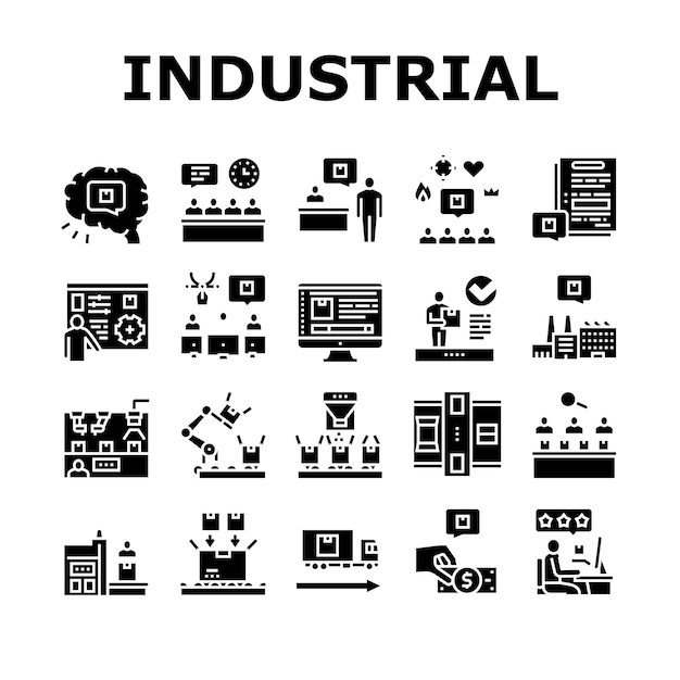 Industrial Process Collection Icons Set Vector