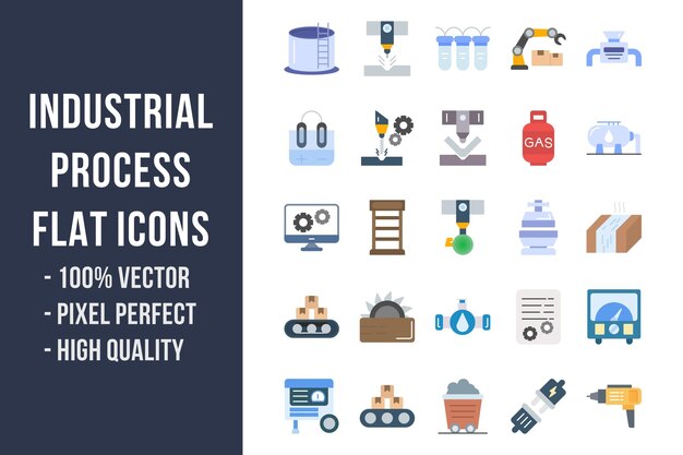 Industrial Process Flat Multicolor Icons