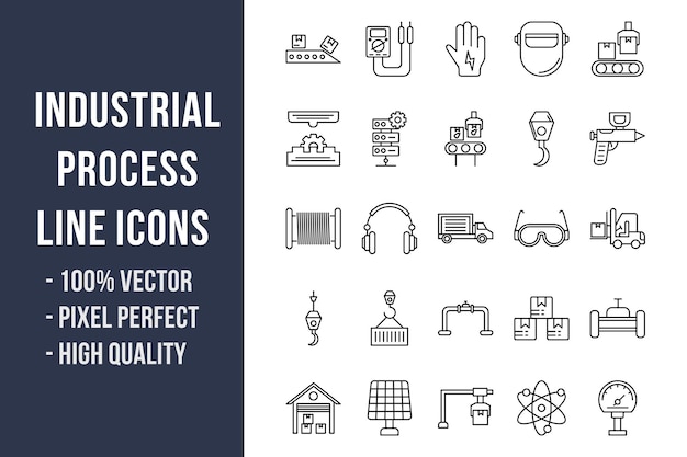 Vector industrial process line icons