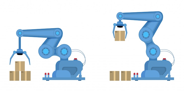 Vector industrial robot arm flat  