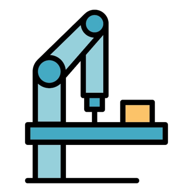 Industrial robot icon outline vector Industry arm Factory hand color flat