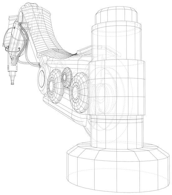 Vector industrial robot manipulator wireframe on white background eps10 format vector created of 3d wireframe