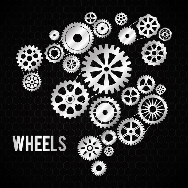 Industrial wheel with back and white colors, vector illustration