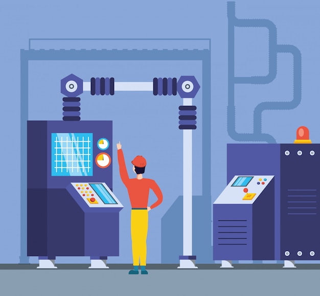 Промышленный рабочий на техническом заводе