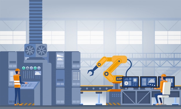 Industrie 4.0 Slim fabrieksconcept. Technologie vectorillustratie