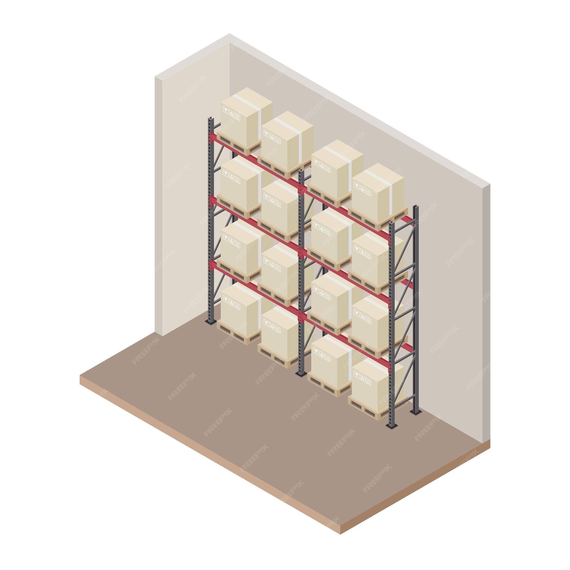 Een effectief komen Specialiseren Industrieel rekken- of reksysteem, pallets, magazijnbeheer,  vectorillustratie. | Premium Vector