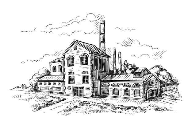 Industriële distilleerderij fabriek. vector illustratie