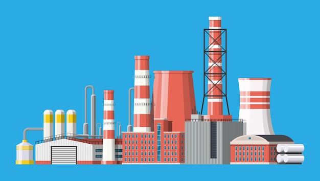 Industriële fabrieksgebouwen illustratie