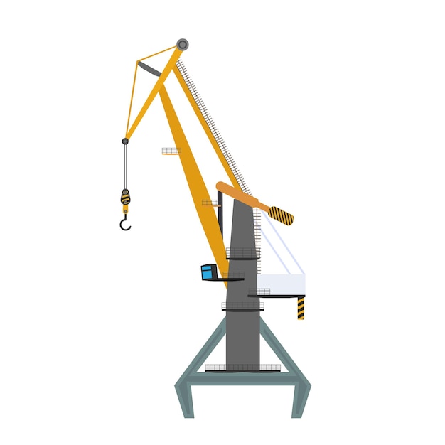 Industriële kraan voor het hijsen van goederen. goed voor ontwerp op het gebied van distributie, logistiek en vracht. geïsoleerd. vector.