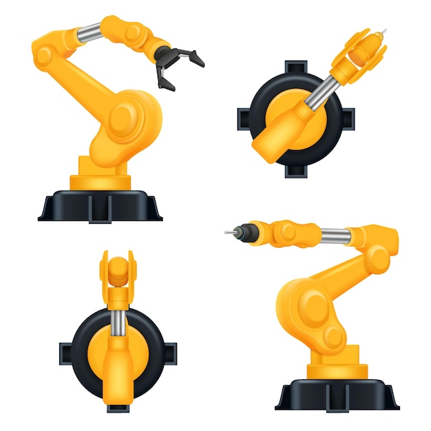 Industriële machinefabriek mechanische hydraulische kraan voor automatisering van de staalindustrie, processen realistische robots.