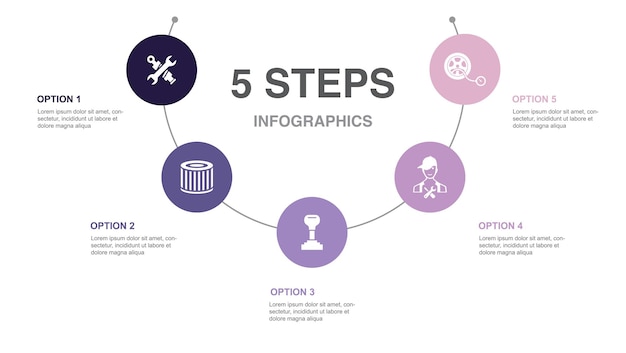 Industry 40 automation digitization digital marketing digital world icons Infographic design template Creative concept with 5 steps