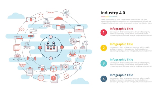 Industry 40 concept for infographic template banner with four point list information