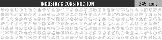 Industry and construction linear icon collection