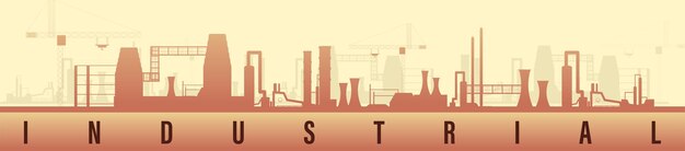 Industry evening scene, industry landscape vector illustration