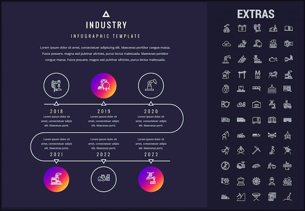 산업 Infographic 템플릿, 요소 및 아이콘입니다.