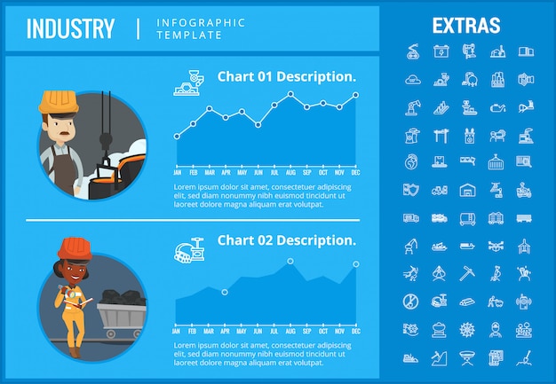 Vettore modello, elementi ed icone infographic di industria.