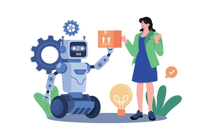 Vector industry robotization illustration concept on white background