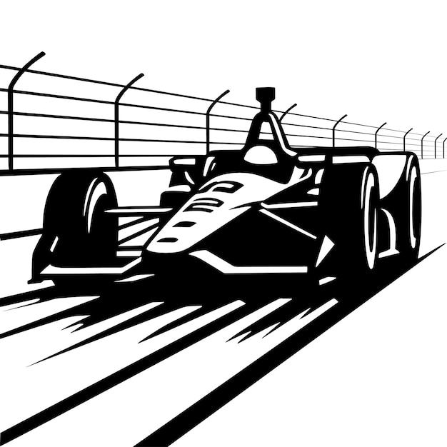 Vector indycar vehicle in the oval track