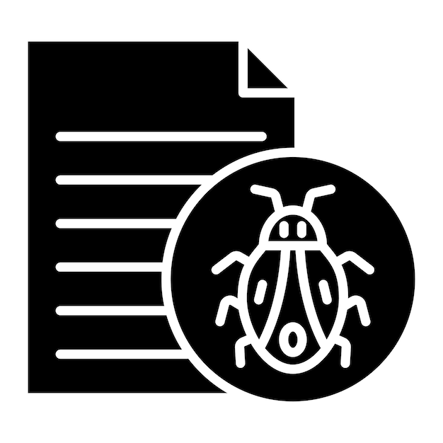 Infected File Glyph Solid Black Illustration