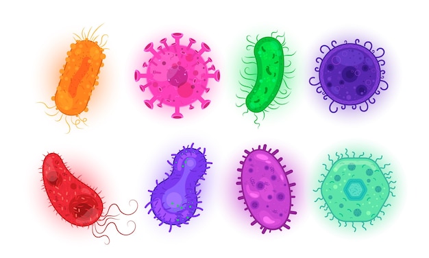 Вектор Набор инфекционных бактерий и пандемического вируса