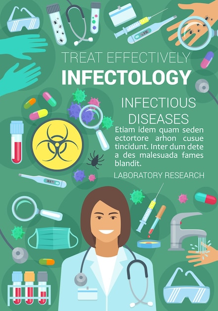 Vector infections and viruses infectology medicine poster