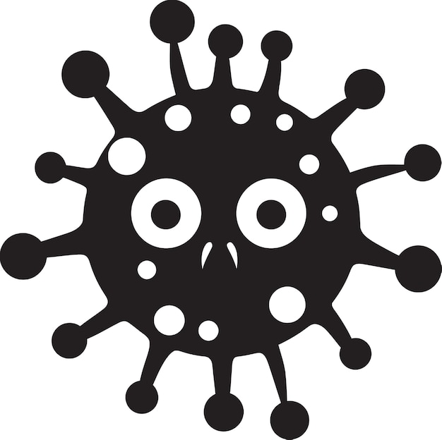 Вектор Заразительно веселая черная икона логотипа игривый вирус милый милый черный иконка