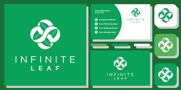 infinite leaf in combination shape green nature organic with business card template