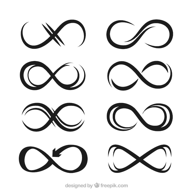 Vector infinite symbol in black color collection