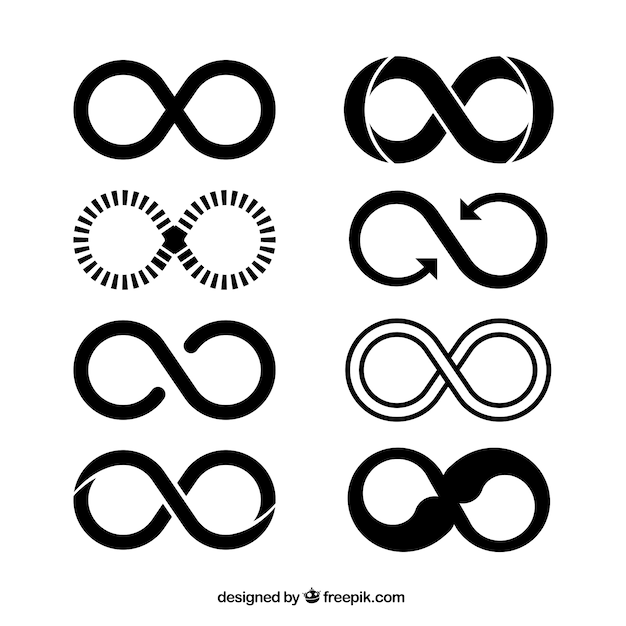 Vector infinite symbol in black color collection