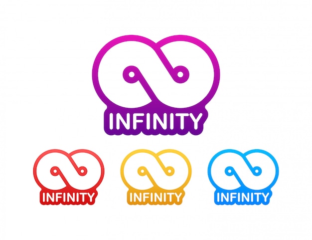 Infinity in abstract style on white background. round logo. future concept. stock illustration.