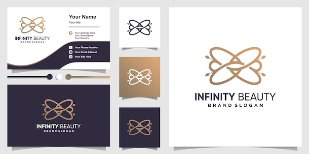 Абстрактный логотип infinity beauty с креативной концепцией линии premium векторы